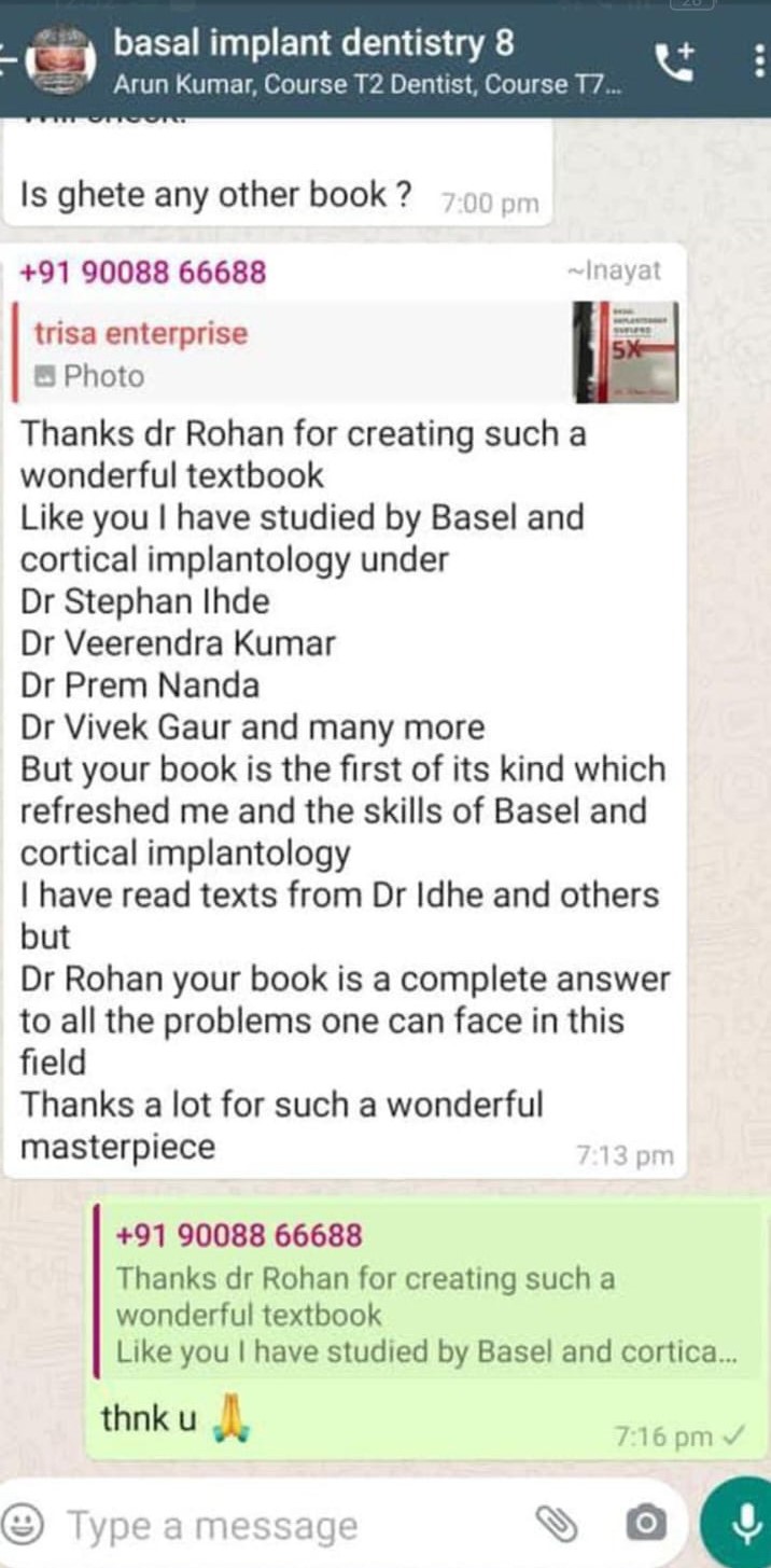 basal implant prosthetic book testimonial